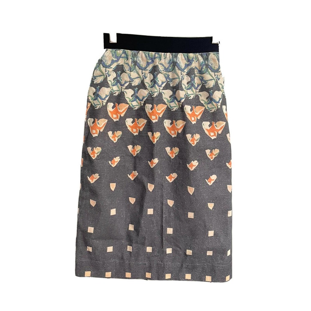 Daniella Kallmeyer New York Size 2 Pencil Skirt Elastic Waist Printed Canvas